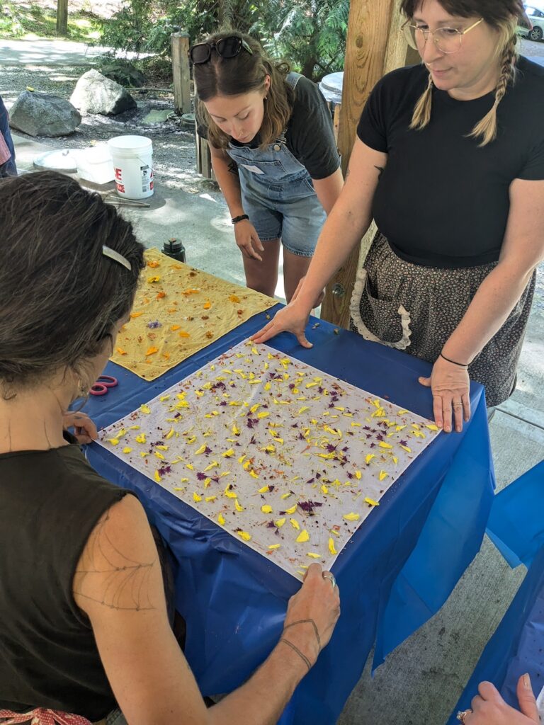 Natural dye with summer flowers