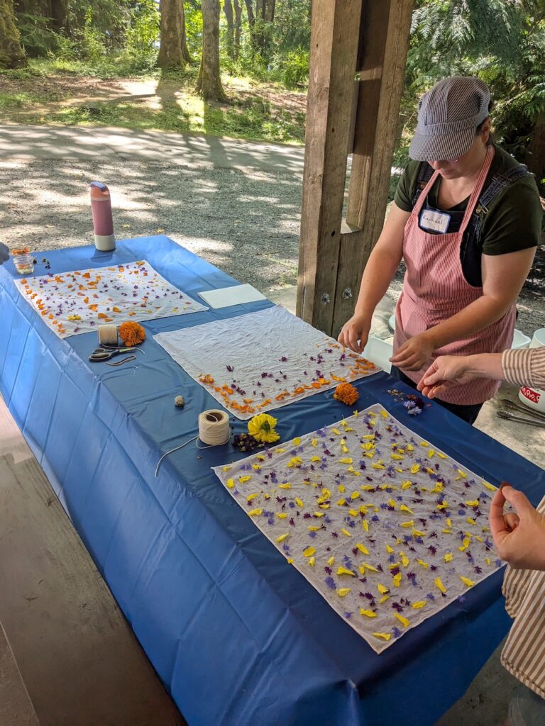 Natural dye with summer flowers