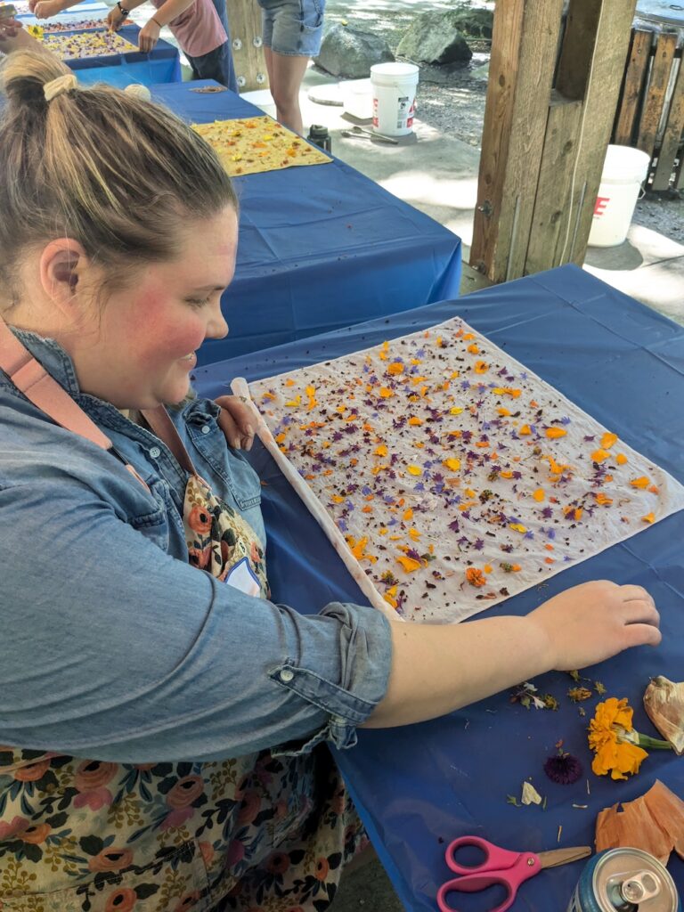 Natural dye with summer flowers